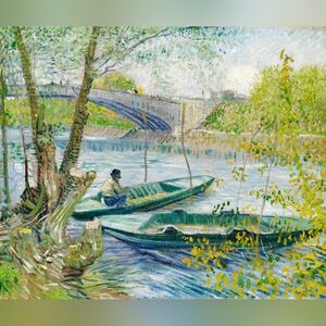 Fishing in Spring, the Pont de Clichy (1887) by Vincent Van Gogh. Art Print